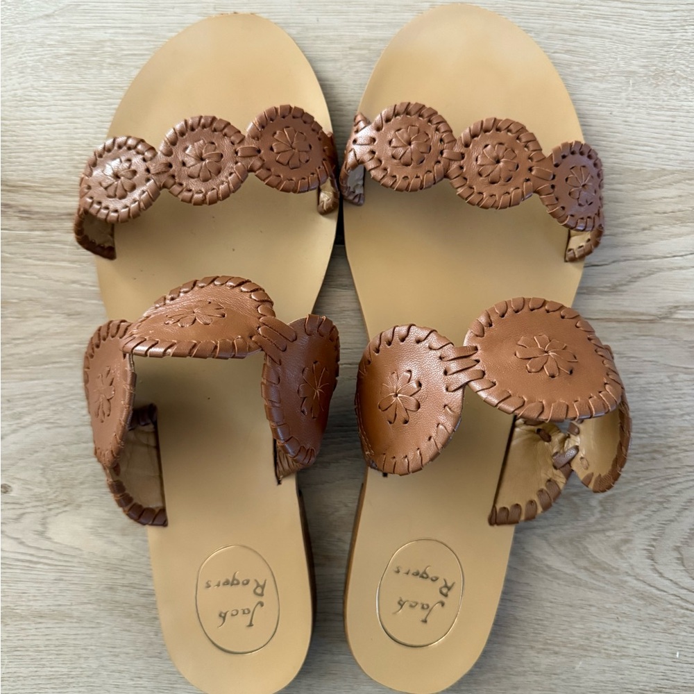Jack Rogers Lauren Cognac Leather Sandals